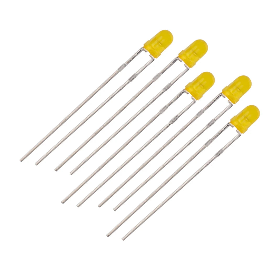 3mm 2.1V Yellow LED, 5 Pack
