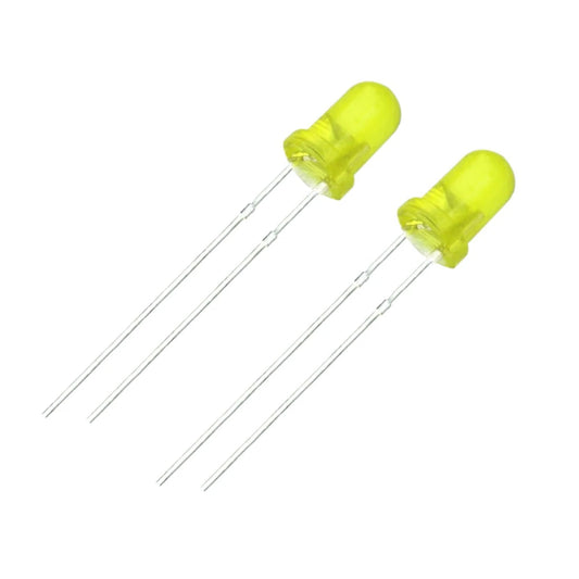 3mm Yellow LED 30mA 80mW, 2 Pack