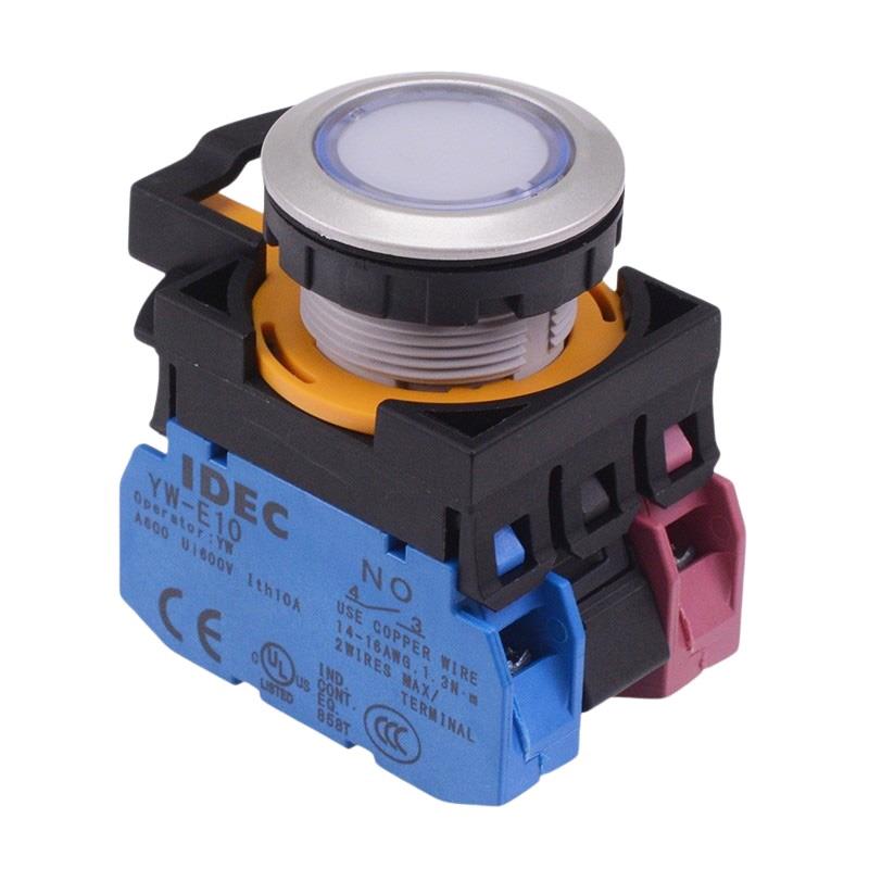 CW4L-M1E11Q4PW White 24V illuminated Metallic Momentary Push Button Switch 1NO-1NC IP65 IDEC