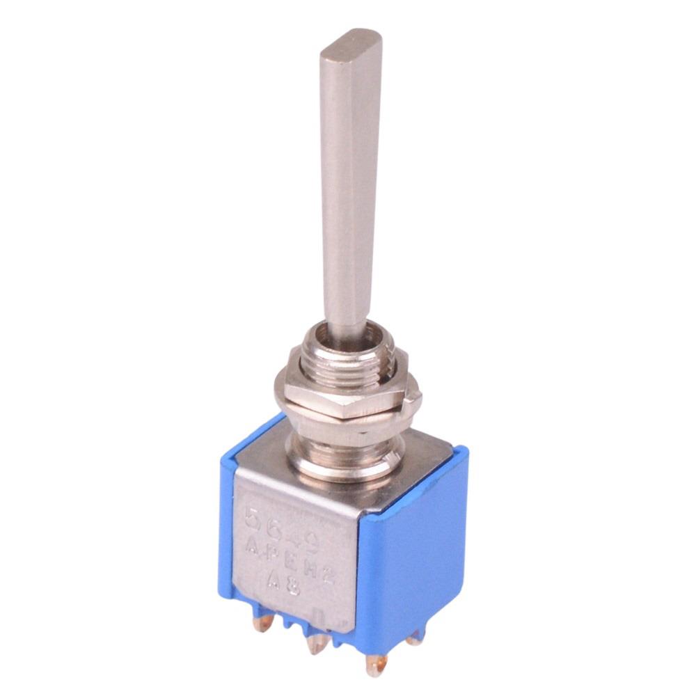 5649AB-8 APEM On-Off-On Miniature Toggle Switch Flat Lever DPDT