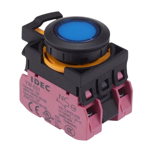 CW1L-A1E02Q4S Blue 24V illuminated Maintained Push Button Switch 2NC IP65 IDEC