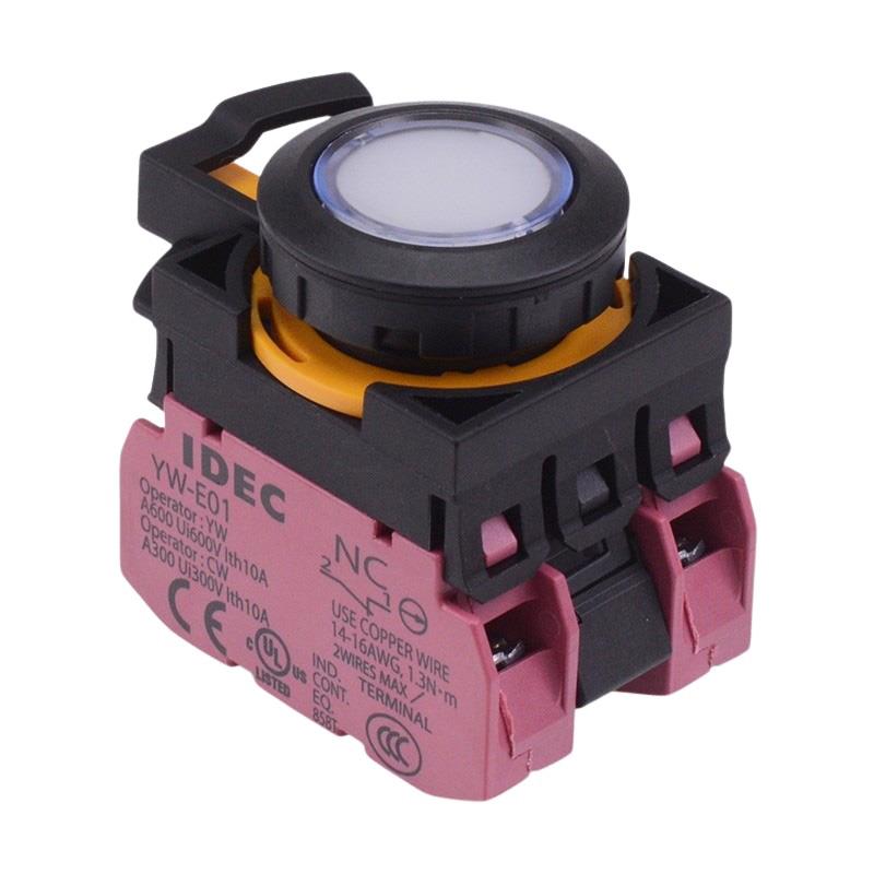 CW1L-A1E02Q3PW White 12V illuminated Maintained Push Button Switch 2NC IP65 IDEC