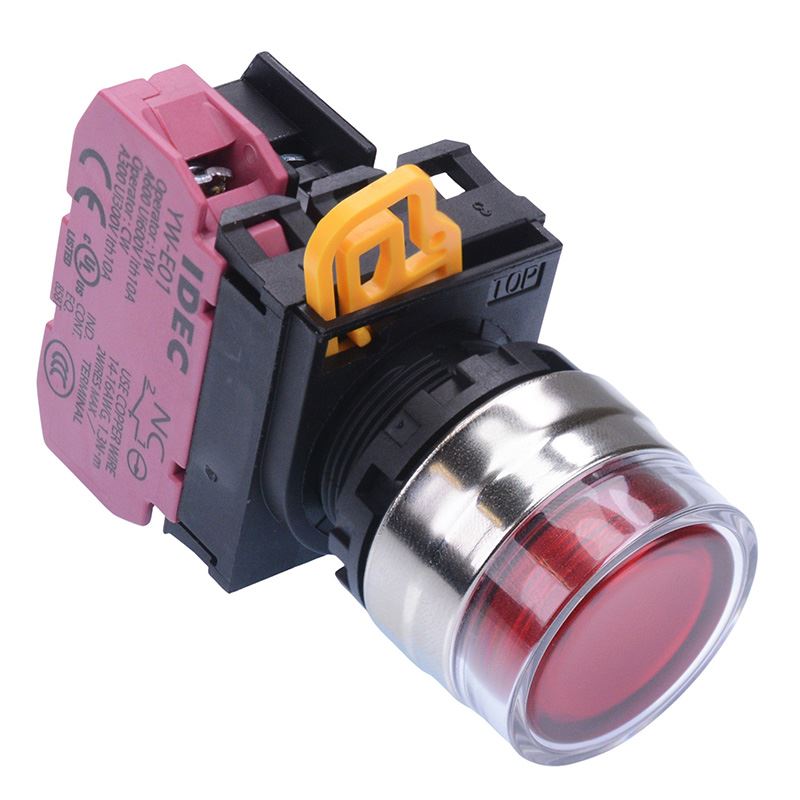 YW4L-AF2E01Q4R Red 24V illuminated 22mm Metal Bezel Maintained Shrouded Push Button Switch NC IP65 IDEC