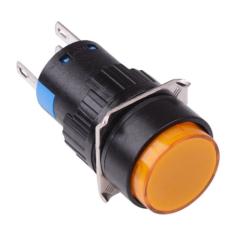 Yellow Round Latching 16mm Push Button Switch NO/NC 12V