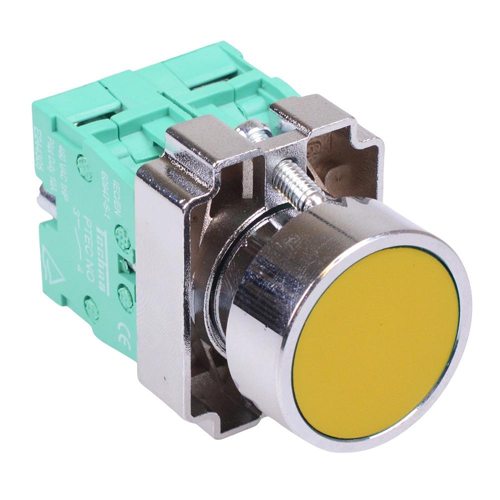 Techna PtecMetPNYellow Yellow Flush Push Button Switch Metal 10A 2NO