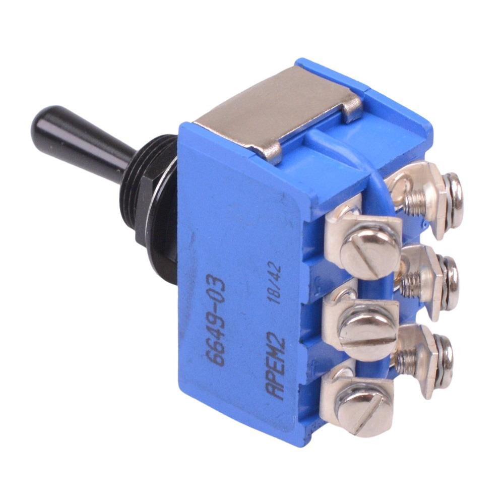 6649-03 APEM Black On-Off-On 12mm Toggle Switch DPDT 6.5A