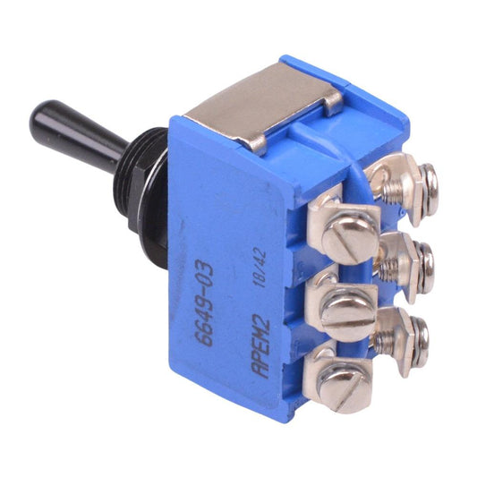 6649-03 APEM Black On-Off-On 12mm Toggle Switch DPDT 6.5A