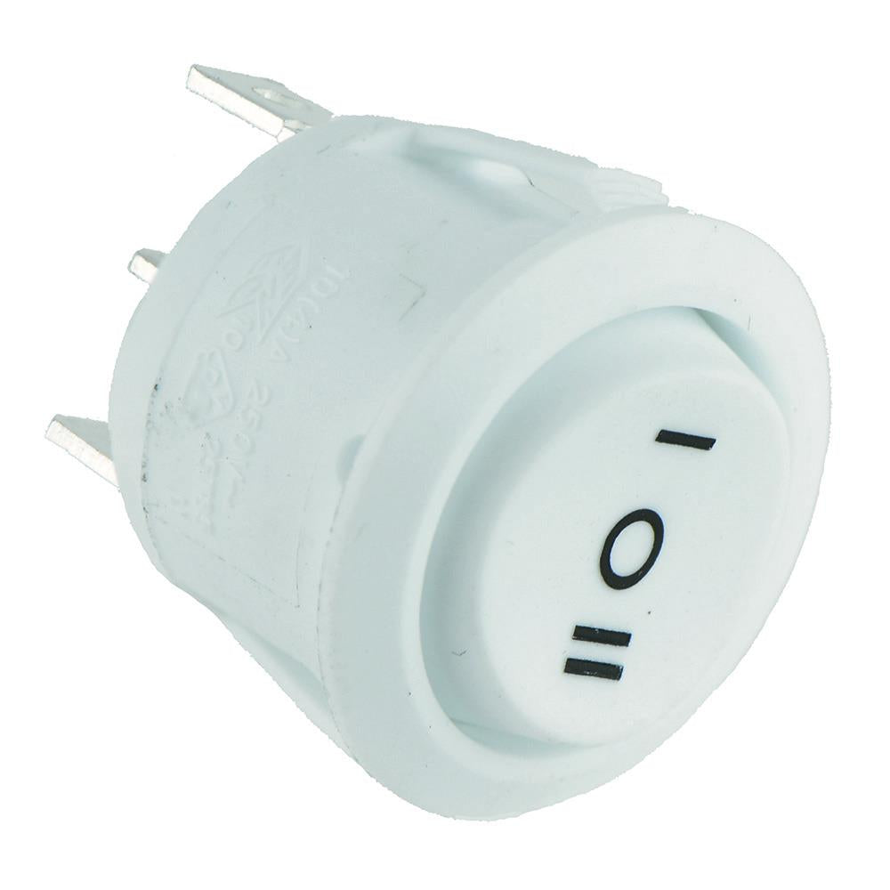 On-Off-On White Round Rocker Switch SPDT R13-112D-02