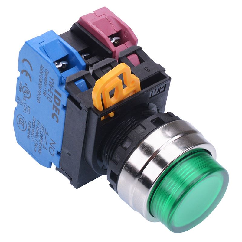YW4L-M2E11Q4G Green 24V illuminated 22mm Metal Bezel Momentary Push Button Switch 1NO-1NC IP65 IDEC