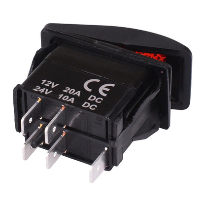 Red illuminated Off-(On) Momentary Automotive Rocker Switch DPST 10A 12-24V IP68