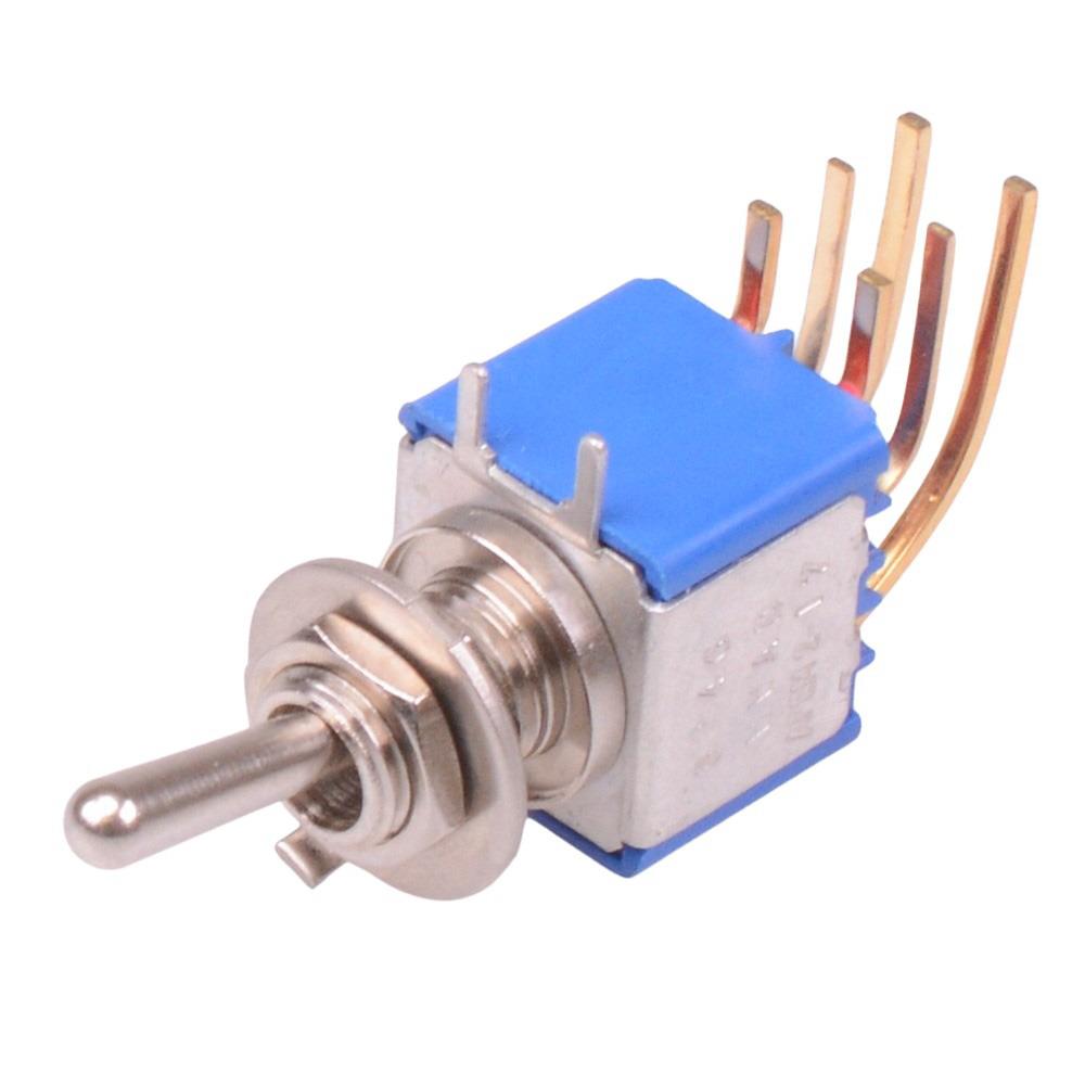 5246WWADX408 APEM On-On Right Angle PCB Miniature Toggle Switch DPDT