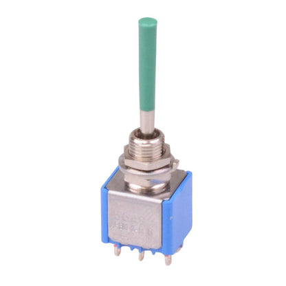 5649AB-21+U643 APEM Green Long Lever On-Off-On Miniature Toggle Switch DPDT
