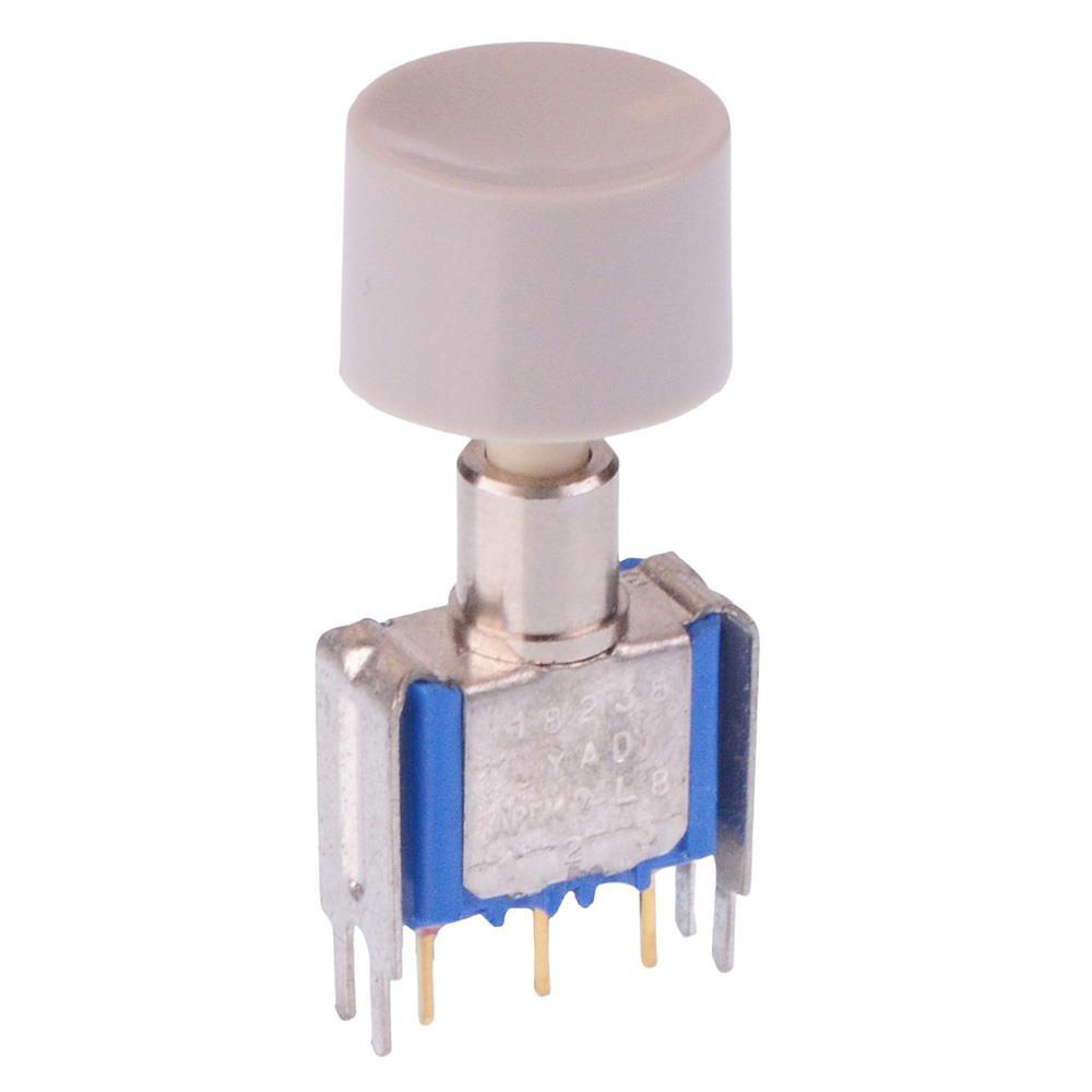 18235YAD6 On-(On) Grey Momentary PCB Push Button Switch SPDT 1A 30VDC