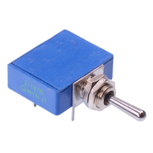 21147NA APEM (On)-Off-(On) Momentary Low Profile PCB Toggle Switch DPDT 4A 30VDC