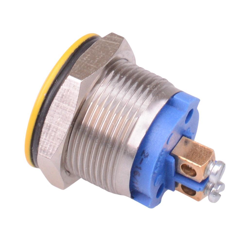 AV09C703D940KX2542-2 APEM Yellow Bell 19mm Momentary NO Vandal Push Button Switch SPST