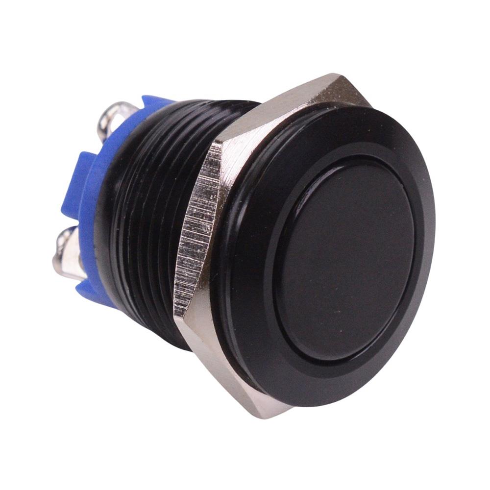Black Off-(On) Momentary 19mm Push Button Switch SPST Screw
