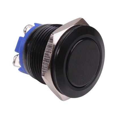 Black Off-(On) Momentary 19mm Push Button Switch SPST Screw