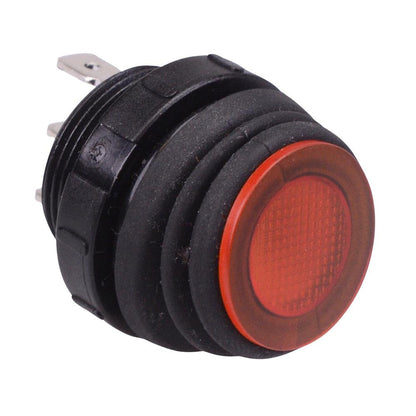 Amber illuminated 230V Waterproof Round 20mm Rocker Switch IP68 SPST 16A