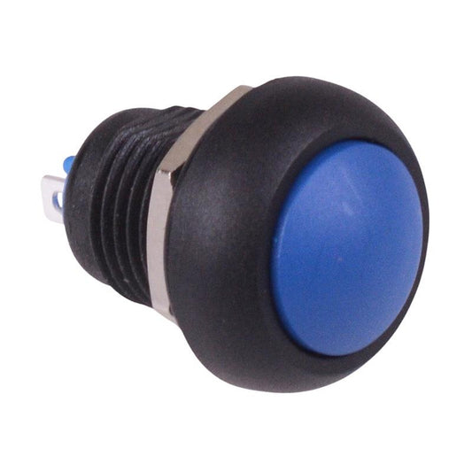 Blue Off-(On) Momentary 12mm Waterproof Push Button Switch IP65 SPST