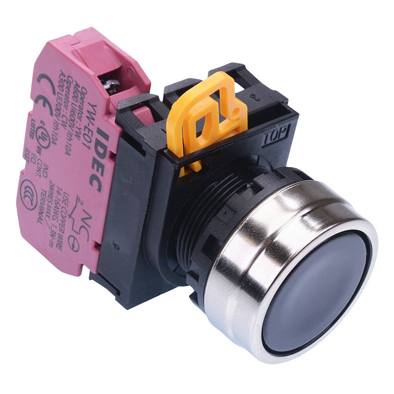 YW4B-M1E01B Black 22mm Metal Bezel Momentary Push Button Switch NC IP65 IDEC