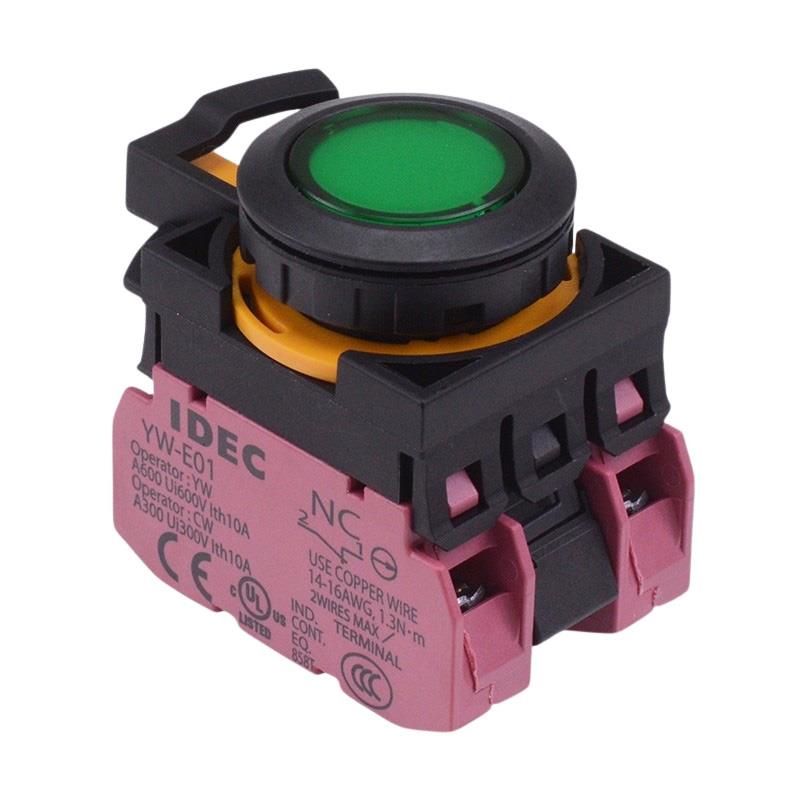 CW1L-A1E02Q3G Green 12V illuminated Maintained Push Button Switch 2NC IP65 IDEC