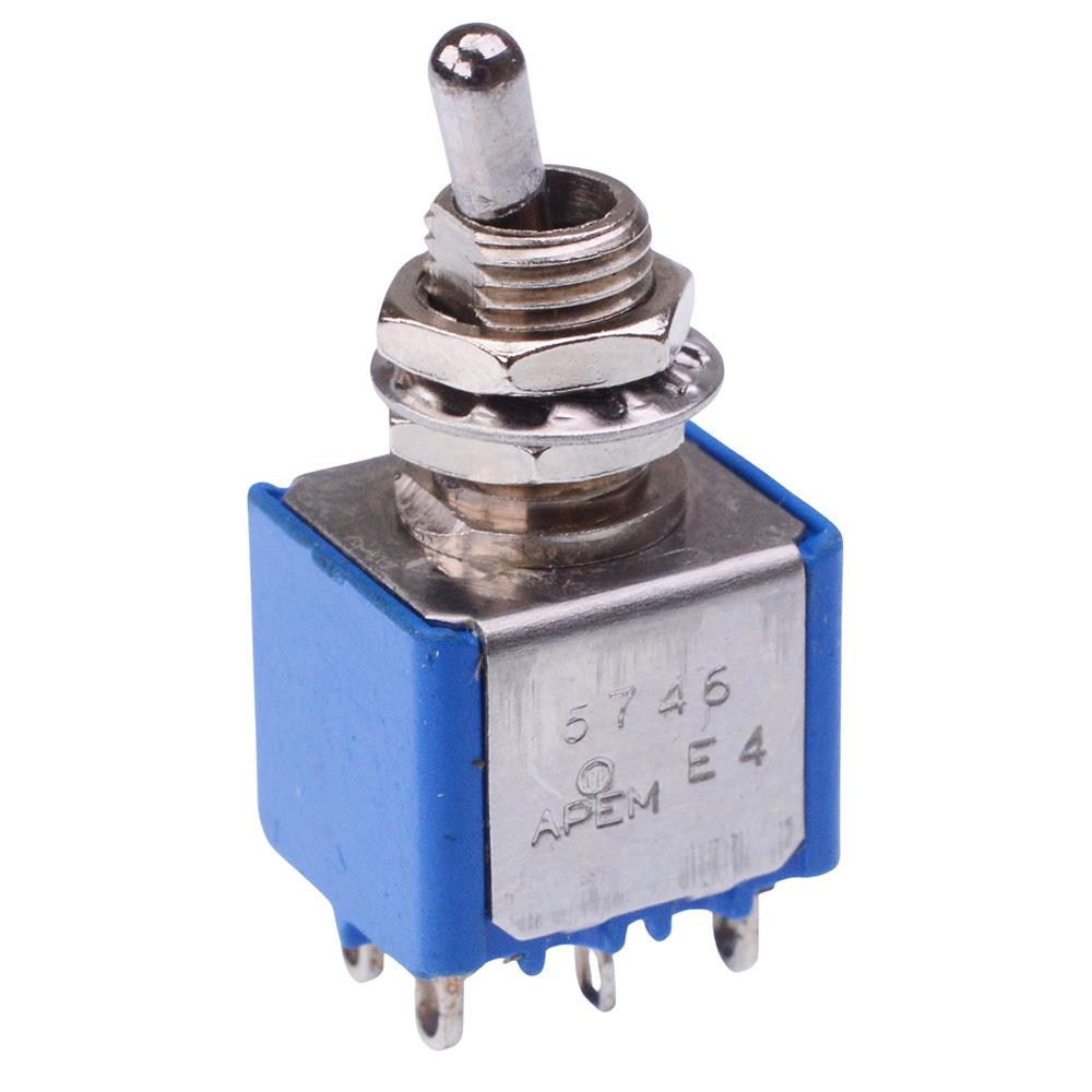 5746A16 APEM On-On 6.35mm Miniature Toggle Switch DPDT 4A 30VDC