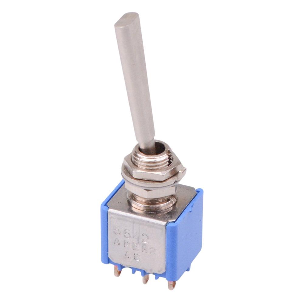 5642AB-8 APEM On-(On) Momentary Miniature Toggle Switch Flat Lever DPDT