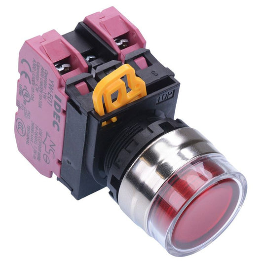 YW4L-MF2E02Q3R Red 12V illuminated 22mm Metal Bezel Momentary Shrouded Push Button Switch 2NC IP65 IDEC