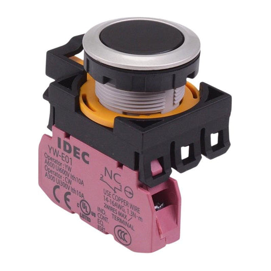 CW4B-M1E01B  Black Metallic Momentary Push Button Switch 1NC IP65 IDEC