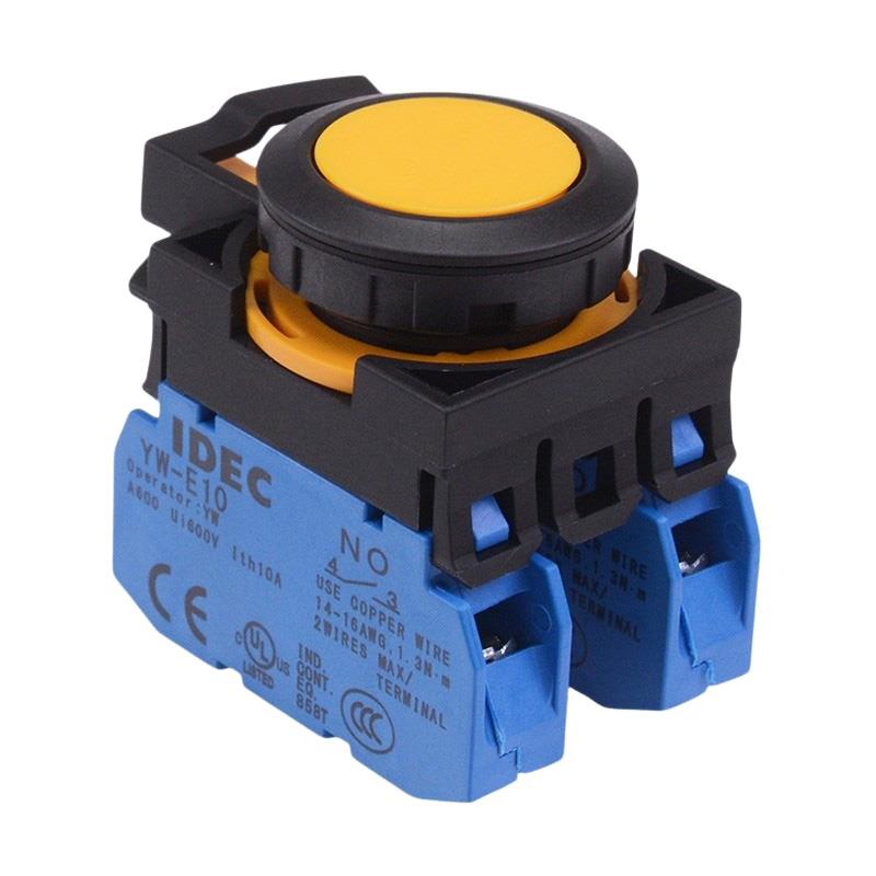 CW1B-A1E20Y Yellow Maintained Push Button Switch 2NO IP65 IDEC