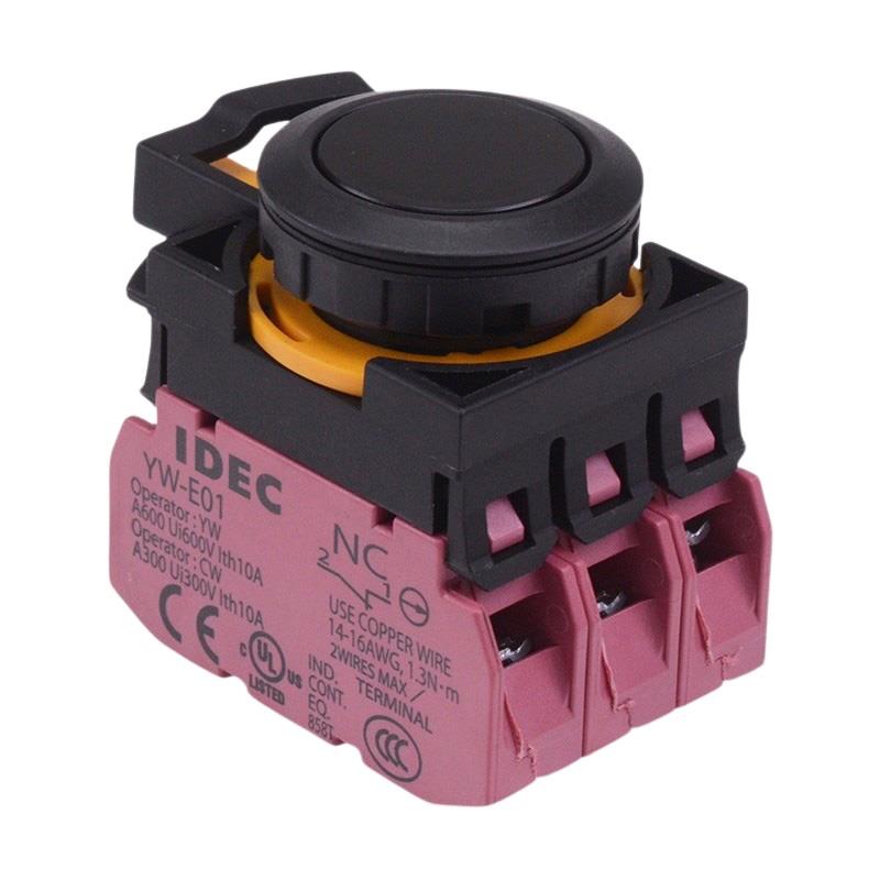CW1B-A1E03B  Black Maintained Push Button Switch 3NC IP65 IDEC