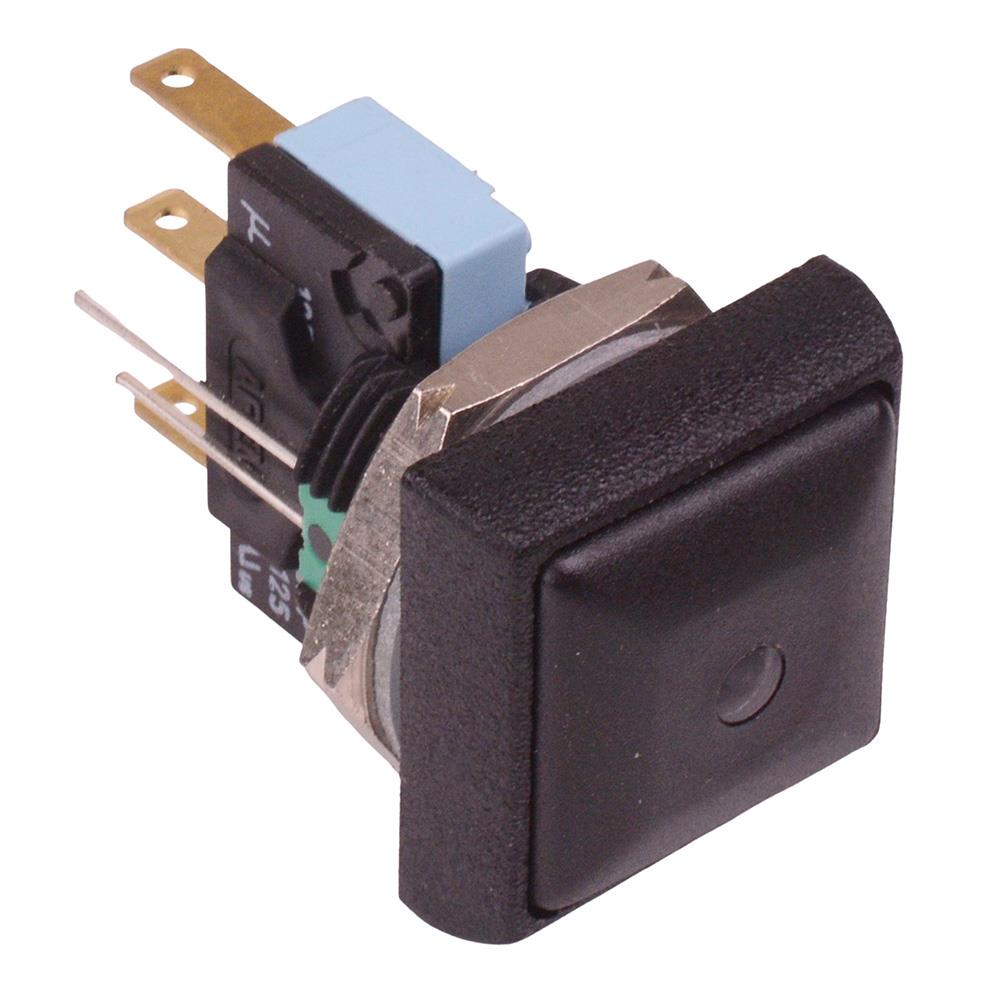 IRC7Z222L0G APEM Green LED Black Button Square 16mm Momentary Push Button Switch SPDT 5A IP67