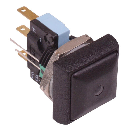 IRC7Z222L0G APEM Green LED Black Button Square 16mm Momentary Push Button Switch SPDT 5A IP67