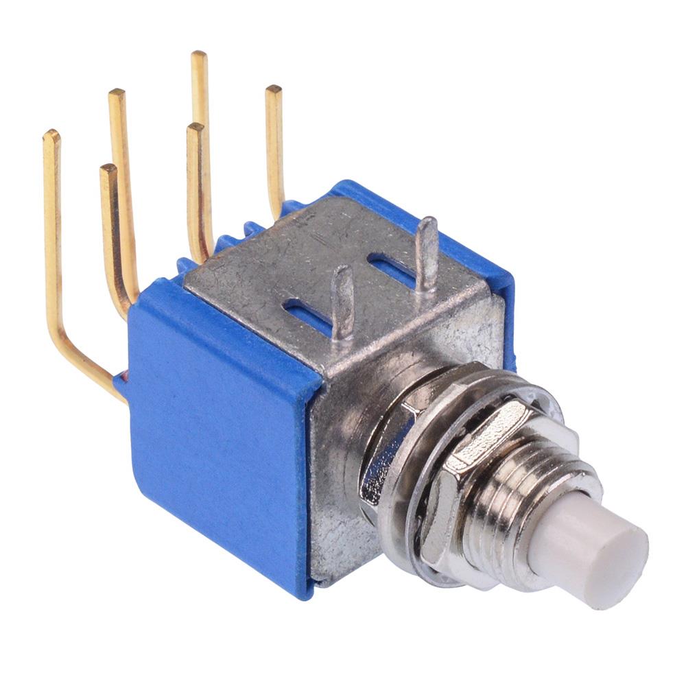 18245WCD3X386 On-(On) Right Angle Momentary PCB Push Button Switch DPDT 0.1A 30VDC