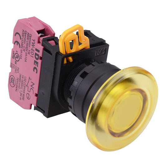 YW1L-M4E01Q0Y Yellow 22mm Mushroom Momentary Push Button Switch NC IP65 IDEC