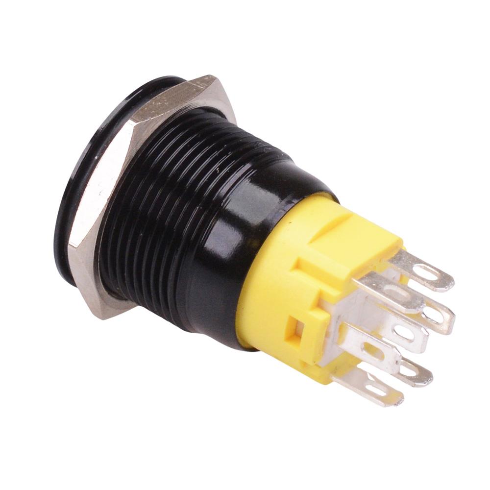 RGB Momentary 19mm Black Vandal Resistant Push Button Switch 12V SPDT