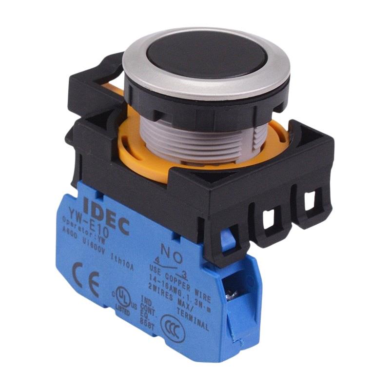 CW4B-A1E10B  Black Metallic Maintained Push Button Switch 1NO IP65 IDEC