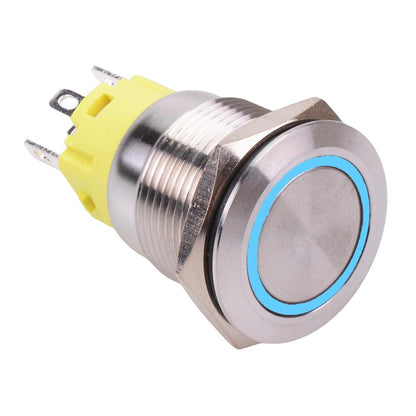 Blue LED On-On Latching 19mm Vandal Resistant Push Button Switch SPDT