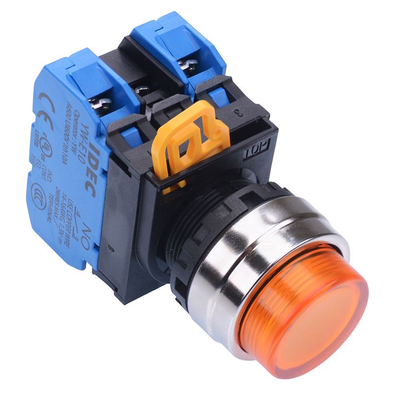 YW4L-A2E20Q3A Amber 12V illuminated 22mm Metal Bezel Maintained Push Button Switch 2NO IP65 IDEC