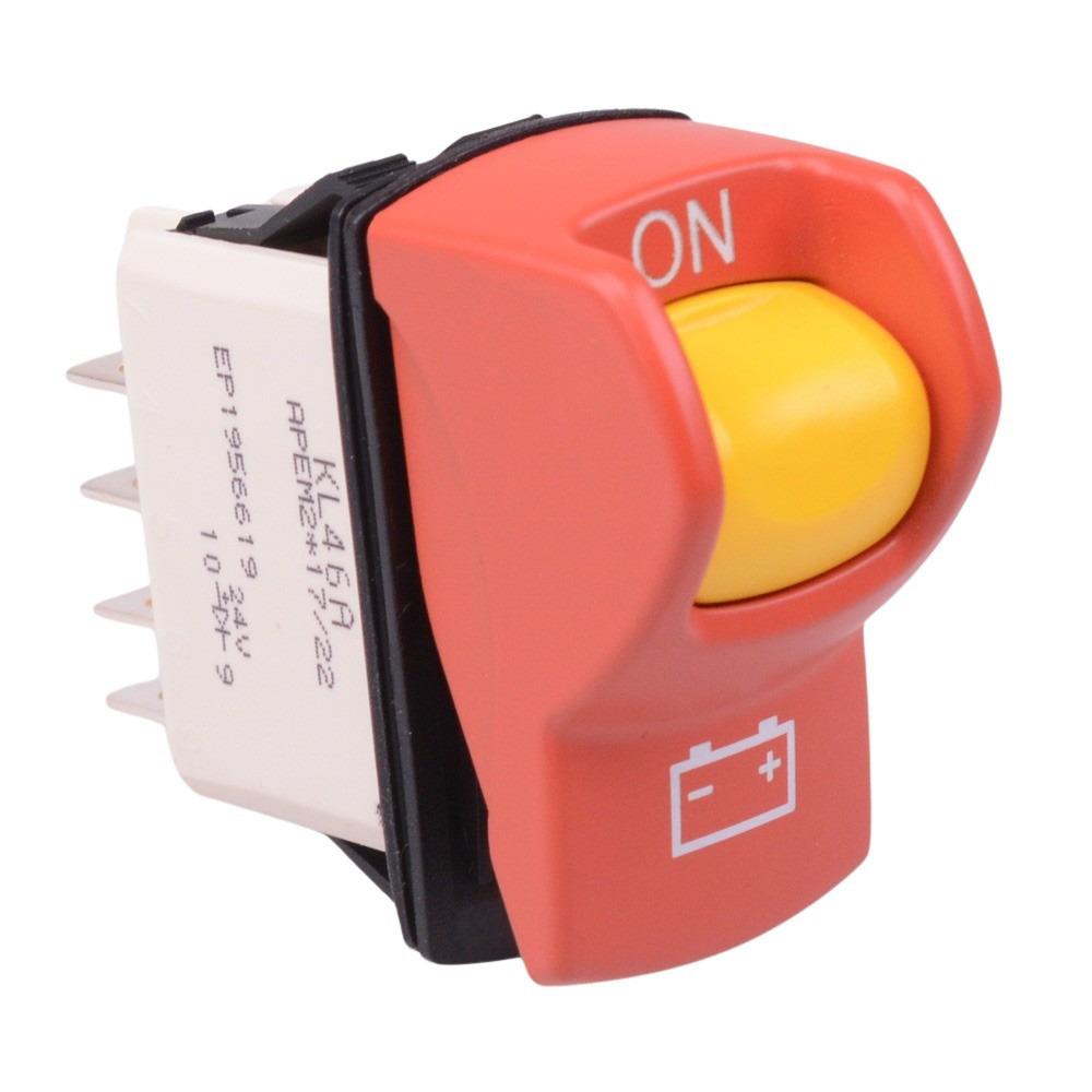 KL46CAKJG265N01AG On-On Red 24V illuminated Locking Rocker Switch Yellow Actuator DPDT IP68