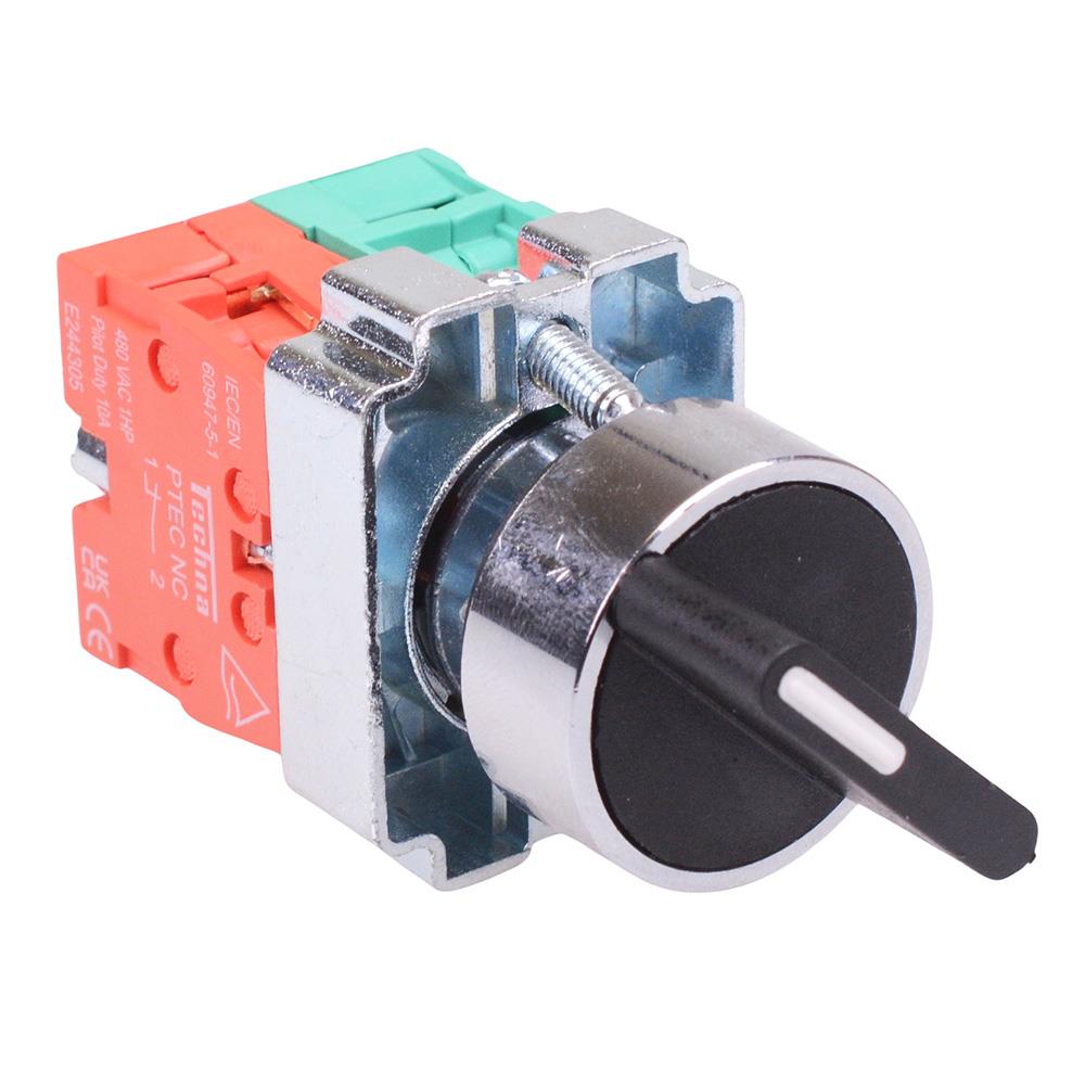 Techna PtecMetSN3F 3 Position Metal Selector Switch 10A 1NO-1NC