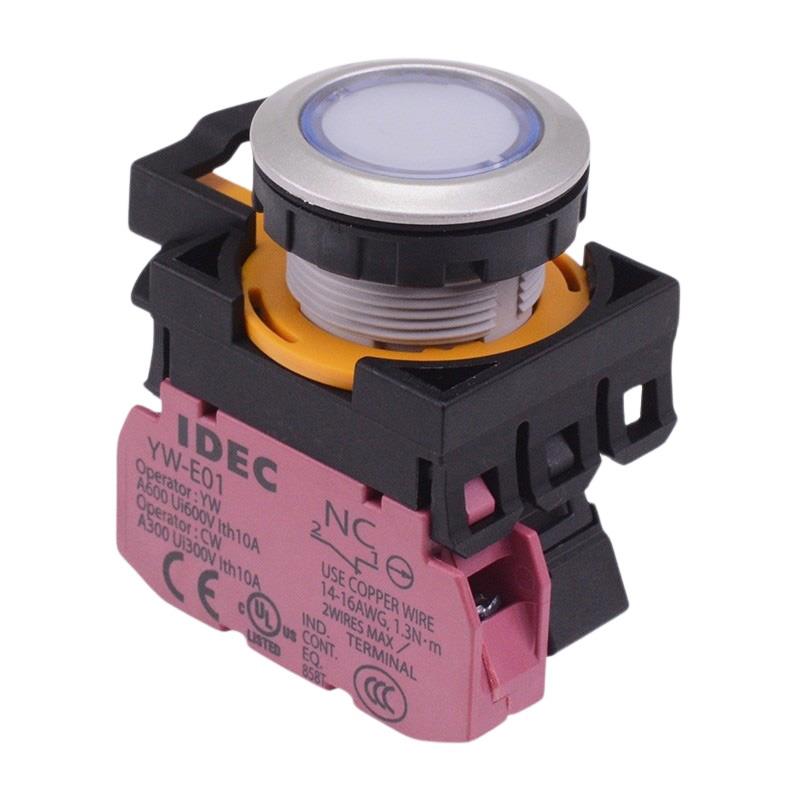 CW4L-A1E01Q3PW White 12V illuminated Maintained Push Button Switch 1NC IP65 IDEC