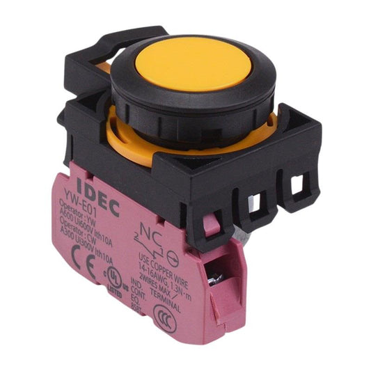 CW1B-A1E01Y Yellow Maintained Push Button Switch 1NC IP65 IDEC