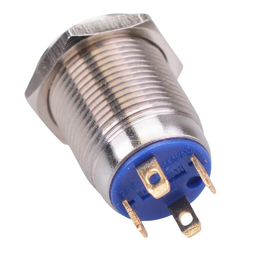 Red LED Off-(On) Momentary 12mm Vandal Resistant Push Button Switch SPST