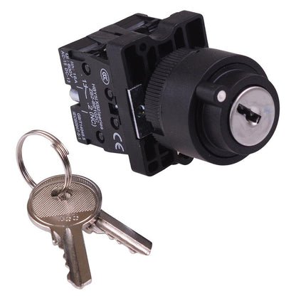 2 Position Latching 22mm Key Switch NO/NC