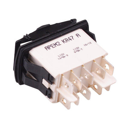 KR47CAKFFG (On)-Off-(On) Auto Rocker Switch Yellow 12V illuminated DPDT IP68