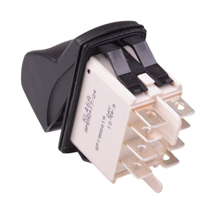 KL46CAKJG226SHM01 On-On Red 24V illuminated Locking Power Rocker Switch DPDT