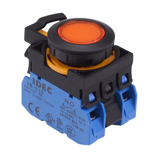 CW1L-M1E20Q3A Amber 12V illuminated Momentary Push Button Switch 2NO IP65 IDEC
