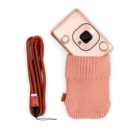 Fujifilm Instax Mini Liplay Accessory Kit with Neck Strap & Knitted Pouch - Blush Gold