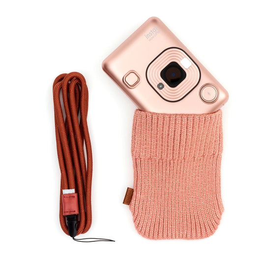 Fujifilm Instax Mini Liplay Accessory Kit with Neck Strap & Knitted Pouch - Blush Gold